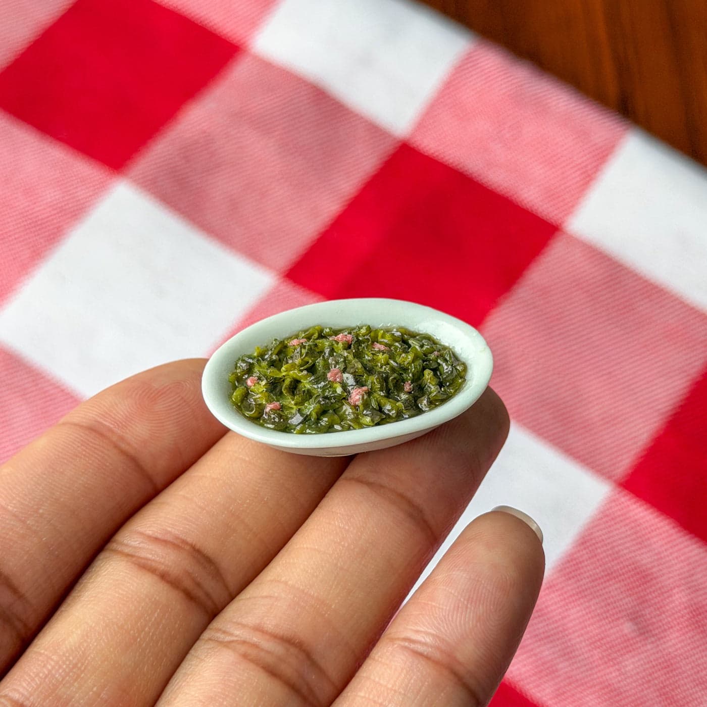 Handmade miniature collard greens by Dainty Foodie