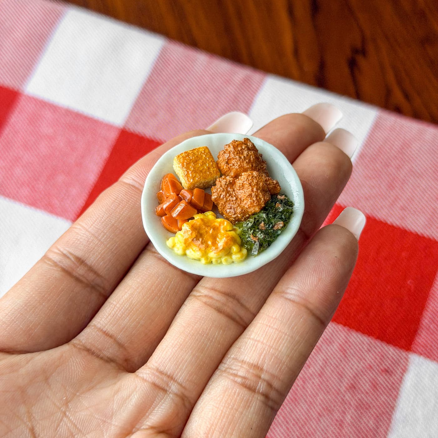 Handmade miniature soul food dinner magnet by Dainty Foodie